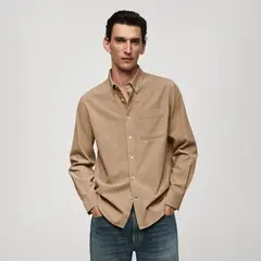 MANGO - Camisa Hombre Manga larga de Algodón