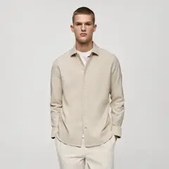 MANGO - Camisa Hombre Manga larga de Algodón
