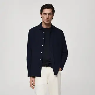 MANGO - Camisa Hombre Manga larga de Algodón