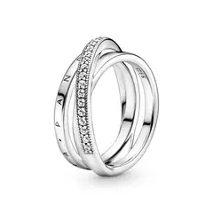 PANDORA - Anillo Cruzado Triple Banda Plata Esterlina