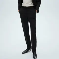 MANGO - Pantalón Recto Mujer Tiro medio