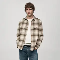 MANGO - Camisa Hombre de Cuadros Manga larga