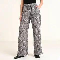 UNIVERSITY CLUB - Pantalón Wide leg Mujer Tiro alto Estampado