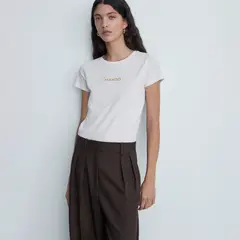 MANGO - Camiseta Mujer con Logo Manga corta de Algodón