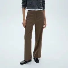 MANGO - Pantalón Wide Leg Mujer Tiro medio
