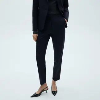 MANGO - Pantalón Recto Mujer Tiro medio