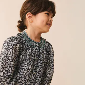 MANGO - Blusa Niña de Flores Manga larga Algodón