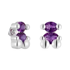TOUS - Aretes motivo oso de plata y zafiro lila creado en laboratorio 23 mm Color Bear LGG