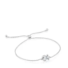 TOUS - Pulsera Cadena Motivo Oso De Plata Y Cuarzo Cristal De Roca Color Bear