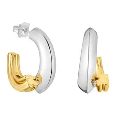 TOUS - Aretes de aro largo bicolor con motivo oso 1950