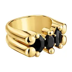 TOUS - Anillo mediano motivo oso con baño de oro 18 kt sobre plata y ónix Color Bear
