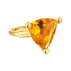 TOUS - Anillo grande con baño de oro 18 kt sobre plata y citrino creado en laboratorio Color Lab