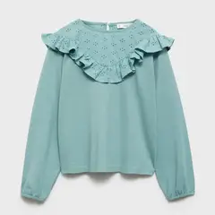 MANGO - Camiseta manga larga Niña con Bordado Algodón