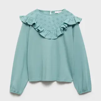 MANGO - Camiseta manga larga Niña con Bordado Algodón