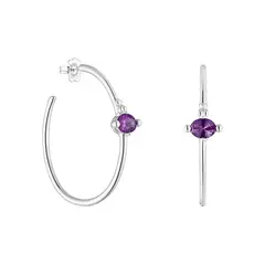 TOUS - Aretes de aro de plata y zafiro lila creado en laboratorio Color Lab
