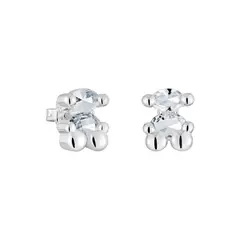 TOUS - Aretes motivo oso de plata y cuarzo cristal de roca 14 mm Color Bear