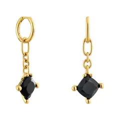 TOUS - Aretes de aro largos con baño de oro 18 kt sobre plata y ónix Color Black
