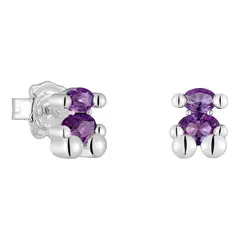 TOUS - Aretes motivo oso de plata y zafiro lila creado en laboratorio 8 mm Color Bear LGG