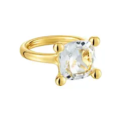 TOUS - Anillo mediano con baño de oro 18 kt sobre plata y cuarzo cristal de roca Color White