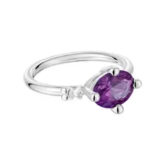 TOUS - Anillo pequeño de plata y zafiro lila creado en laboratorio Color Lab