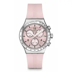 SWATCH - Reloj Unisex POPPINGLY PINKLEAVES. Reloj Silicona Rosado YVS532