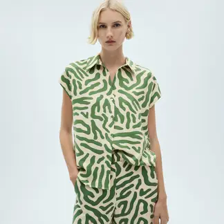 MANGO - Blusa Mujer con Estampado Manga corta