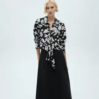 MANGO - Blusa Mujer con Estampado Manga larga
