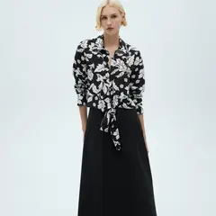 MANGO - Blusa Mujer con Estampado Manga larga