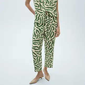 MANGO - Pantalón Recto Mujer Tiro alto con Estampado