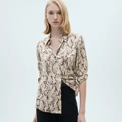 MANGO - Camisa Mujer Con Estampado Manga larga