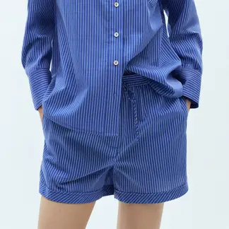 MANGO - Short Mujer Tiro medio de Rayas de Algodón