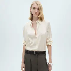 MANGO - Camisa Mujer Manga larga de Satín