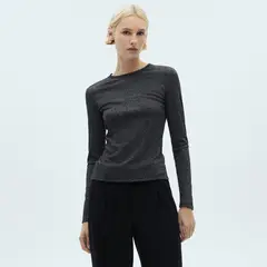 MANGO - Camiseta Mujer Tejido Manga larga