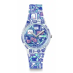 SWATCH - Reloj Unisex B-BOT. Reloj Silicona Blanco SO28Z702