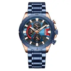 CURREN - Reloj Hombre 8401 . Reloj Acero Inoxidable Azul
