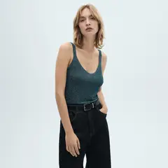 MANGO - Top esqueleto Mujer Brillante Sin mangas