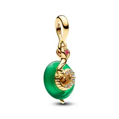 PANDORA - Charm Serpiente Verde de Cristal de Murano Recubrimiento en Oro