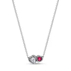 PANDORA - Collar Halo Corazones Plata Esterlina
