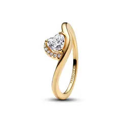 PANDORA - Anillo Corazón Ondulado Recubrimiento en Oro
