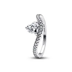 PANDORA - Anillo Corazón Ondulado Pavé Plata Esterlina