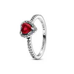PANDORA - Anillo Corazón Elevado Rojo Plata Esterlina