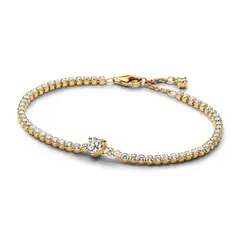 PANDORA - Brazalete Tenis Corazón Brillante Recubrimiento en Oro