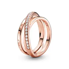 PANDORA - Anillo Banda Triple Recubrimiento Oro Rosa
