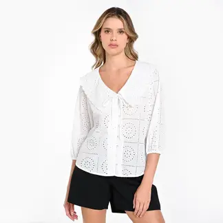 BASEMENT - Camisa Mujer Manga 3/4 de Algodón