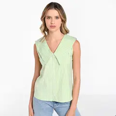BASEMENT - Camisa Mujer Sin mangas de Algodón