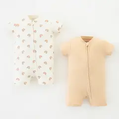 BABY FRESH - Pijama Con cierre para Unisex bebés (0 a 2 años) Pack de 2 unidades Tiro medio de Algodón