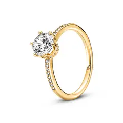 PANDORA - Anillo Solitario Recubrimiento Oro