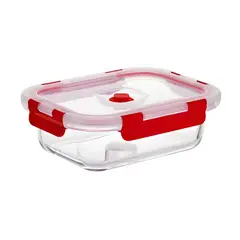 KW - Contenedor Refractario Hermetico Rectangular En Vidrio 1050 ml Con Valvula De Ventilación Para Vacio