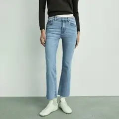 MANGO - Jean Flare Mujer Tiro medio Denim