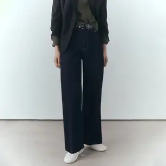 MANGO - Jean Culotte Mujer Tiro alto Denim